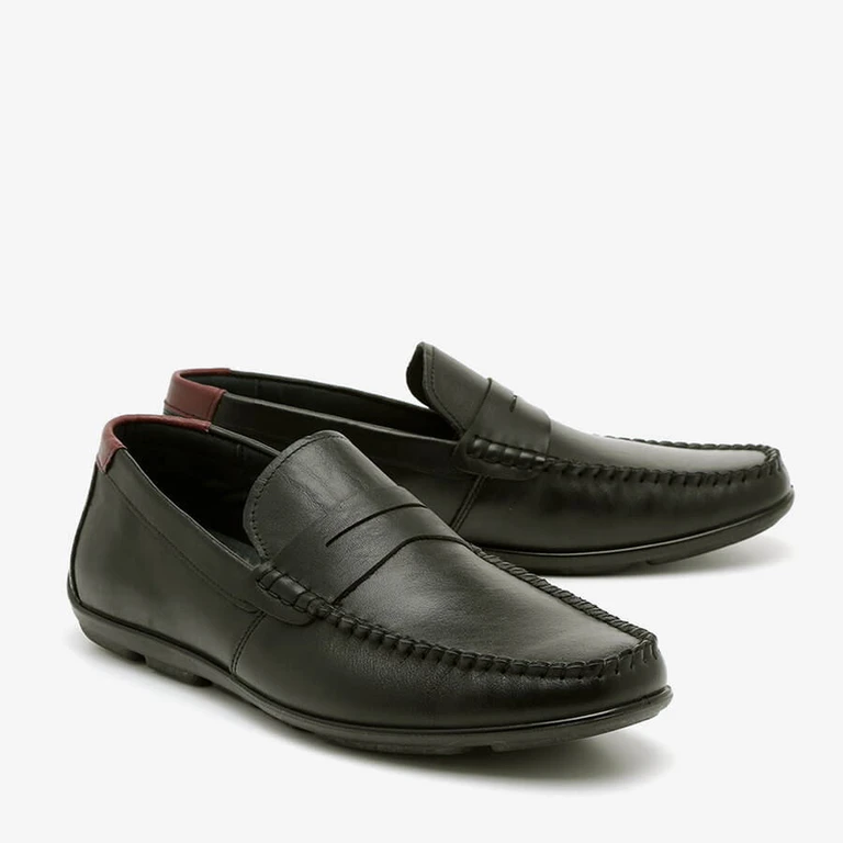 נעלי מוקסין לגברים עור מידה גדולה 185651 שחור