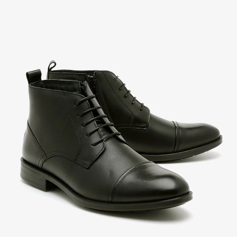 מגף עור מידה גדולה M182271 שחור