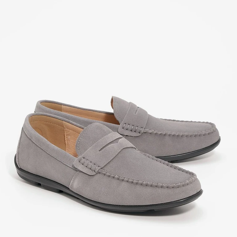 נעלי מוקסין לגברים 185651S אפור