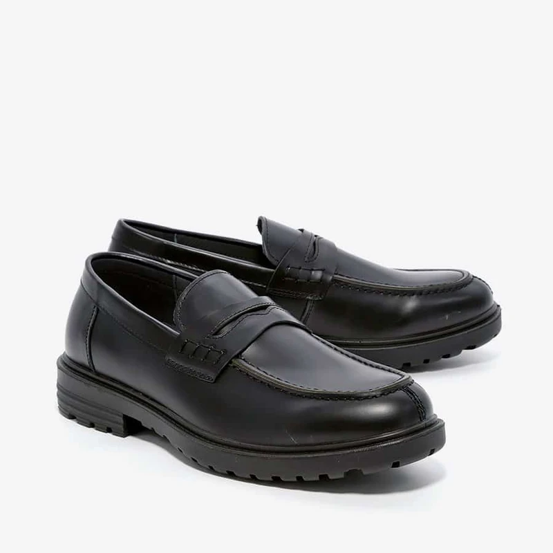 נעלי מוקסין לגברים סוליית טרקטור 232308 שחור