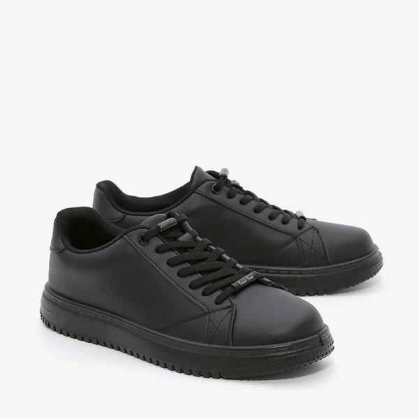 סניקרס לגברים עור מט חלק 35502B שחור