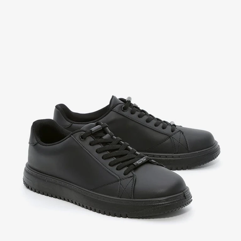 סניקרס לגברים עור מט חלק 35502B שחור