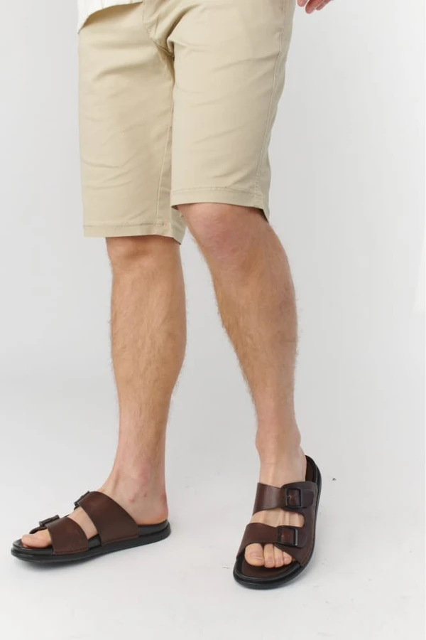 כפכפים לגברים עור אלגנט 80033 חום