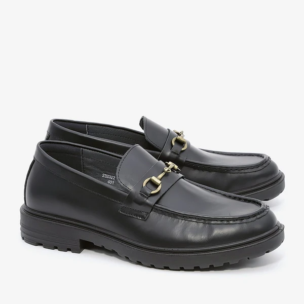 נעלי מוקסין לגברים סוליית טרקטור אדריאנו 232322 שחור