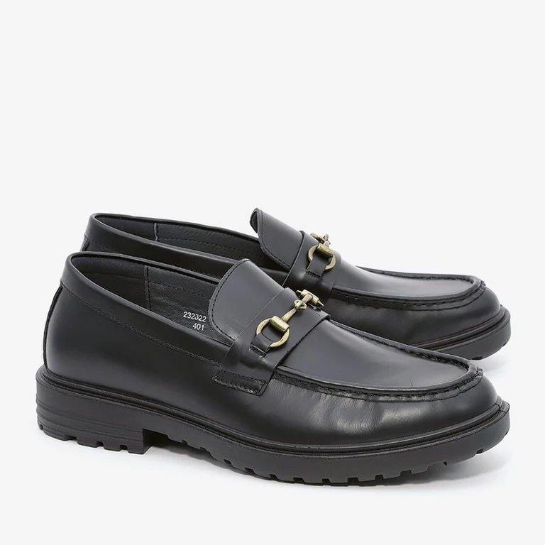נעלי מוקסין לגברים סוליית טרקטור אדריאנו 232322 שחור