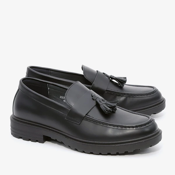 נעלי מוקסין לגברים טרקטור אדריאנו פפיון 232323 שחור